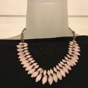 Statement Necklace Pink Diamond Cut Stone 2 Strand